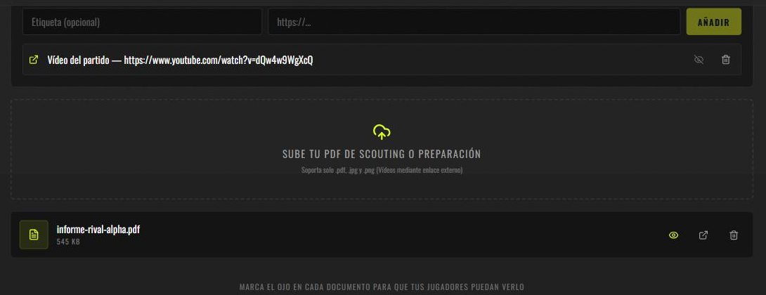 Documentos prepartido con el ojo de visibilidad por archivo